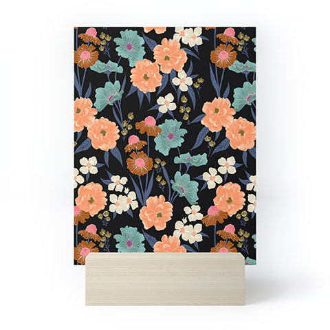 Schatzi Brown Whitney Floral Black Mini Art Print