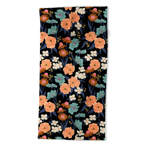 Schatzi Brown Whitney Floral Black Beach Towel