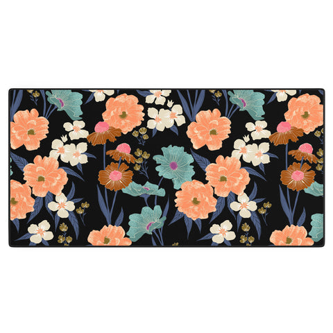 Schatzi Brown Whitney Floral Black Desk Mat