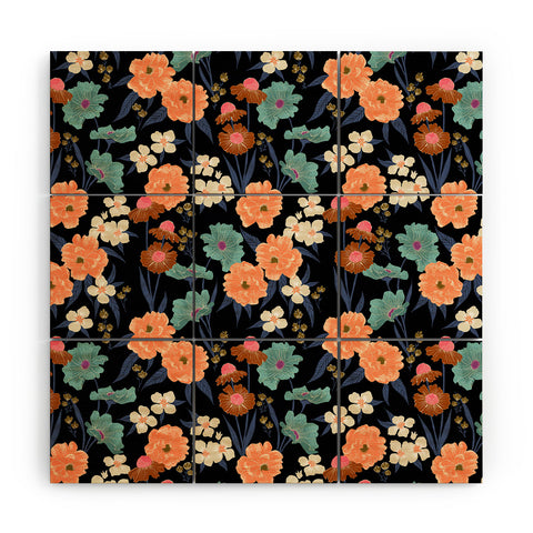 Schatzi Brown Whitney Floral Black Wood Wall Mural