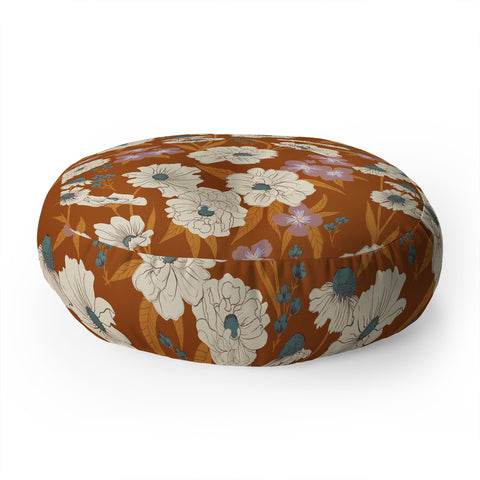 Schatzi Brown Whitney Floral Sienna Floor Pillow Round