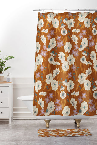 Schatzi Brown Whitney Floral Sienna Shower Curtain And Mat
