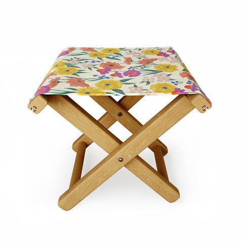 Schatzi Brown Whitney Floral Taupe Folding Stool