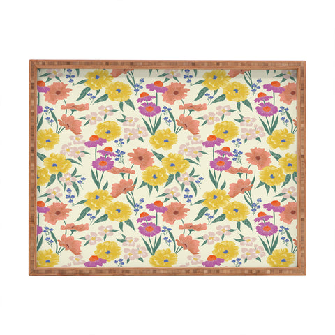 Schatzi Brown Whitney Floral Taupe Rectangular Tray