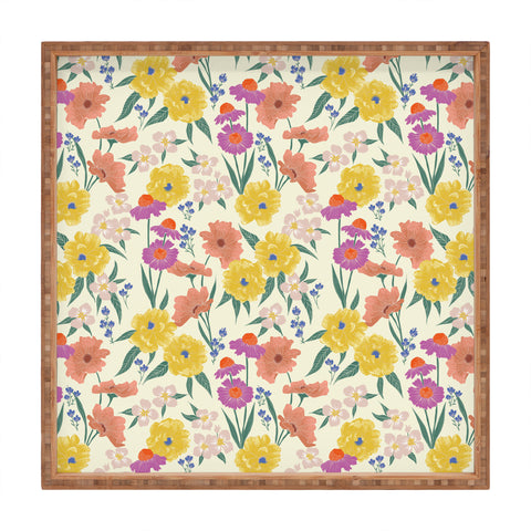 Schatzi Brown Whitney Floral Taupe Square Tray