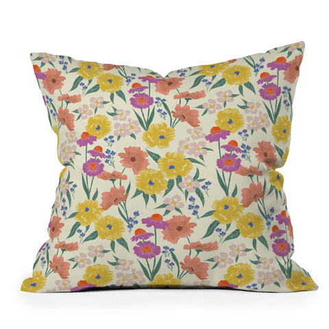 Schatzi Brown Whitney Floral Taupe Throw Pillow