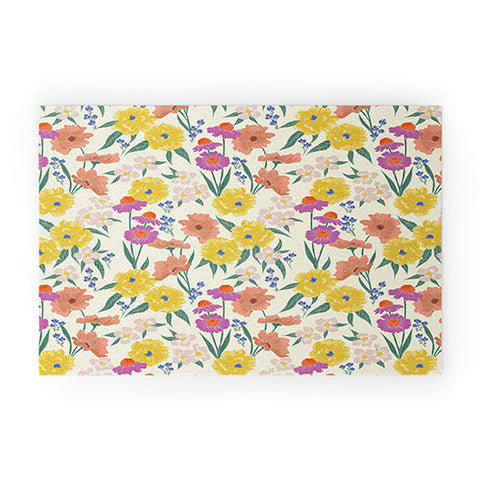 Schatzi Brown Whitney Floral Taupe Welcome Mat