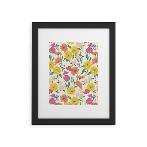 Schatzi Brown Whitney Floral Taupe Framed Art Print