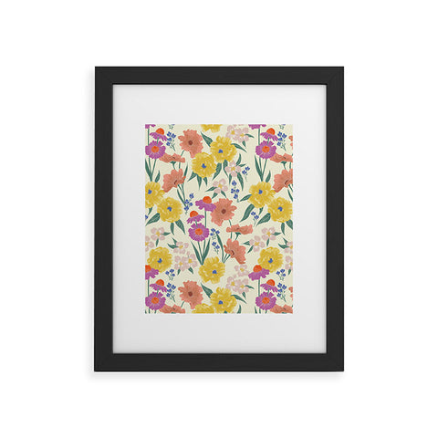 Schatzi Brown Whitney Floral Taupe Framed Art Print
