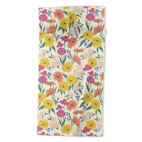 Schatzi Brown Whitney Floral Taupe Beach Towel
