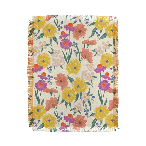 Schatzi Brown Whitney Floral Taupe Throw Blanket