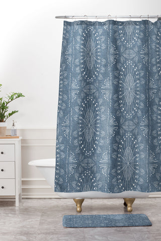 Schatzi Brown Willa Boho Denim Shower Curtain And Mat