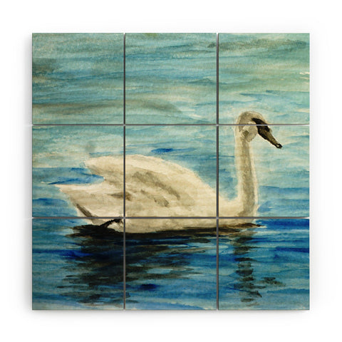 Seleneli_art swan I Wood Wall Mural