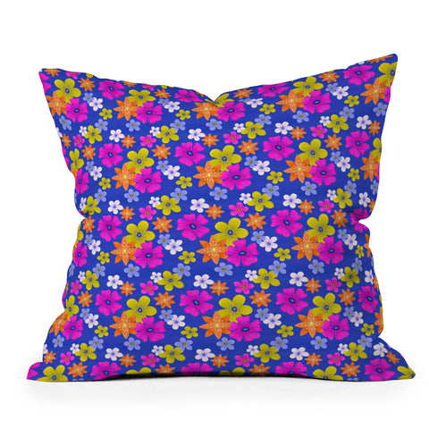 Seta Zakian Floral blue pattern Throw Pillow