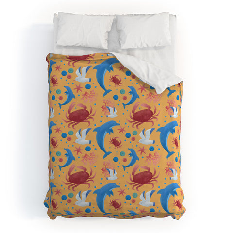 Seta Zakian Sailing Sealife yellow Duvet Cover