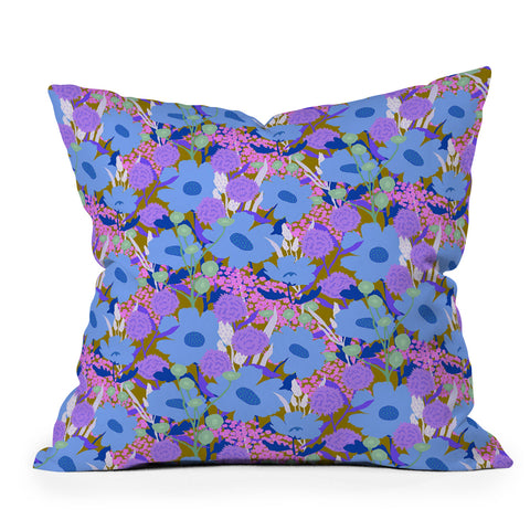 Sewzinski Blue Wildflowers Outdoor Throw Pillow