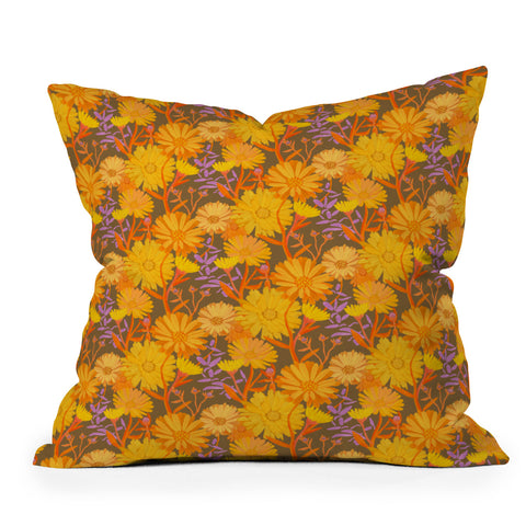 Sewzinski Calendula Floral Pattern Outdoor Throw Pillow