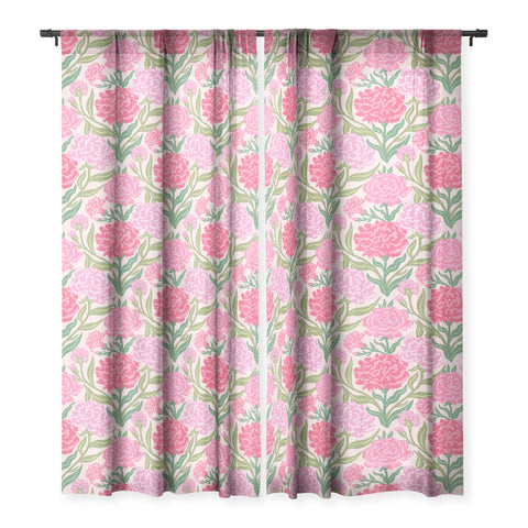 Sewzinski Carnations in Pink Sheer Window Curtain