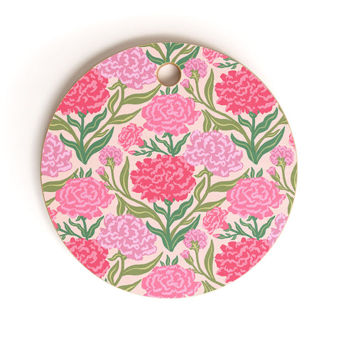 Sewzinski Carnations in Pink Cutting Board Round
