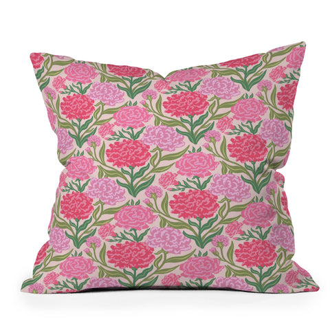 Sewzinski Carnations in Pink Throw Pillow
