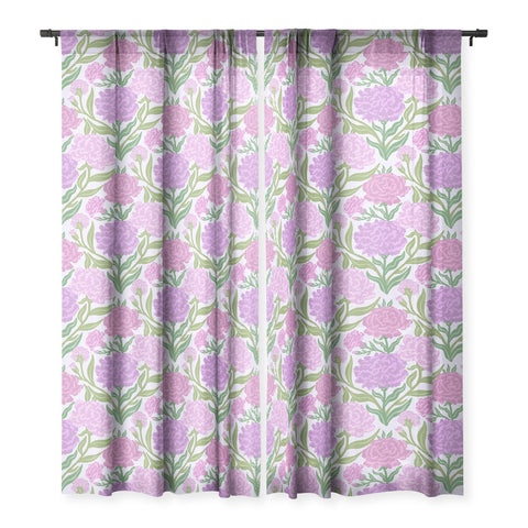Sewzinski Carnations in Purple Sheer Window Curtain