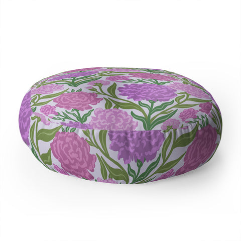 Sewzinski Carnations in Purple Floor Pillow Round