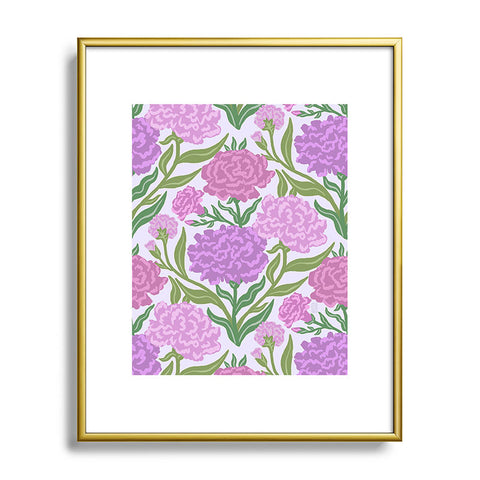 Sewzinski Carnations in Purple Metal Framed Art Print