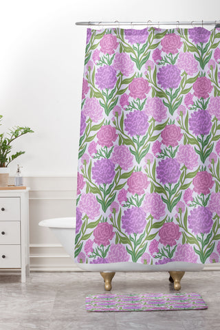 Sewzinski Carnations in Purple Shower Curtain And Mat