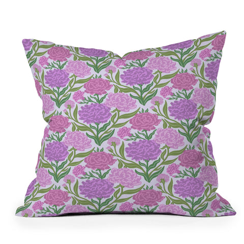 Sewzinski Carnations in Purple Throw Pillow