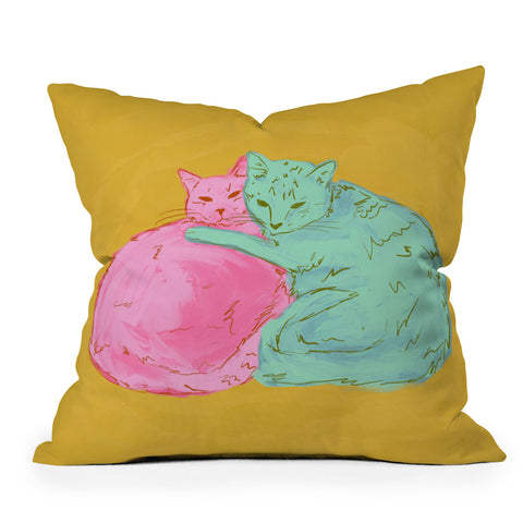 Sewzinski Cat Cuddles Outdoor Throw Pillow