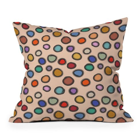 Sewzinski Colorful Dots on Apricot Outdoor Throw Pillow