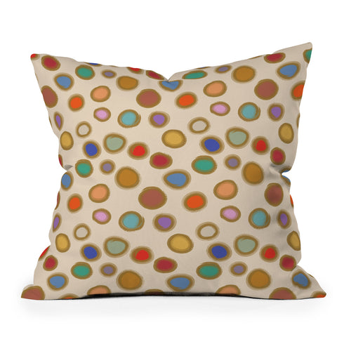 Sewzinski Colorful Dots on Cream Outdoor Throw Pillow