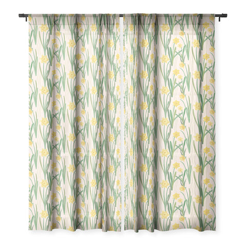 Sewzinski Daffodils Pattern Sheer Window Curtain