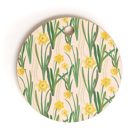 Sewzinski Daffodils Pattern Cutting Board Round
