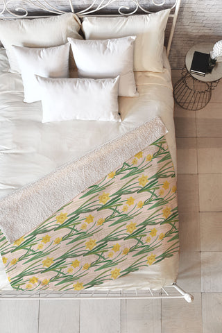 Sewzinski Daffodils Pattern Fleece Throw Blanket