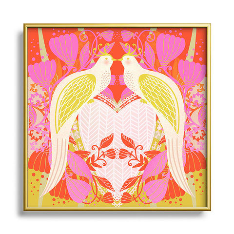 Sewzinski Love Doves Square Metal Framed Art Print