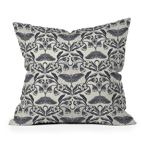 Sewzinski Luna Moth Moonflowers Pattern Outdoor Throw Pillow