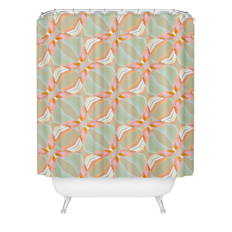 Sewzinski Mint Green and Pink Quilt Shower Curtain