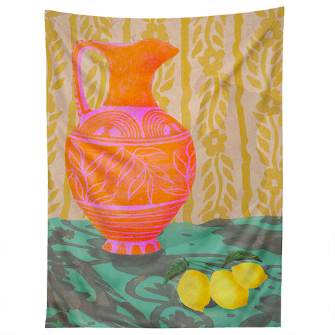 Sewzinski Pitcher and Lemons Painting Tapestry