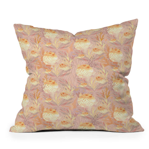 Sewzinski Pufferfish Pattern Outdoor Throw Pillow