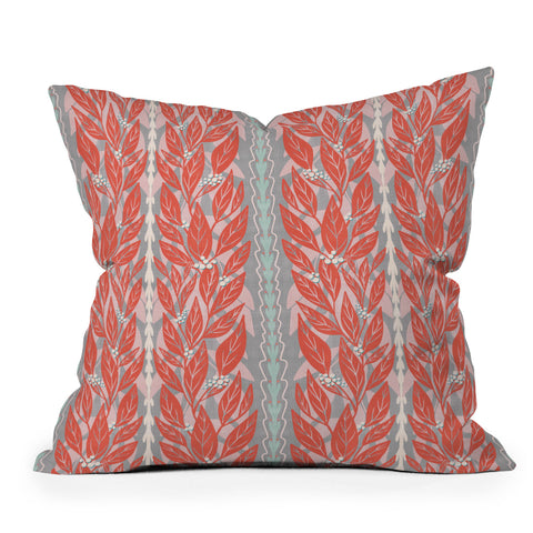 Sewzinski Red Leaves on Gray Outdoor Throw Pillow