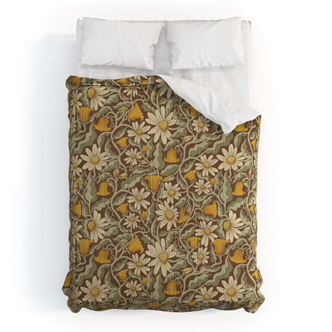 Sewzinski Retro Flowers on Brown Comforter