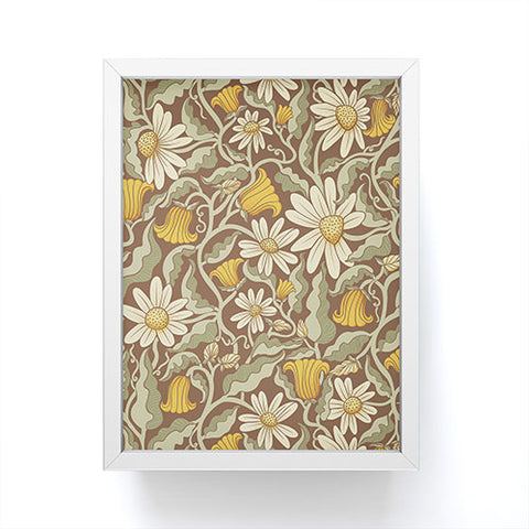 Sewzinski Retro Flowers on Brown Framed Mini Art Print