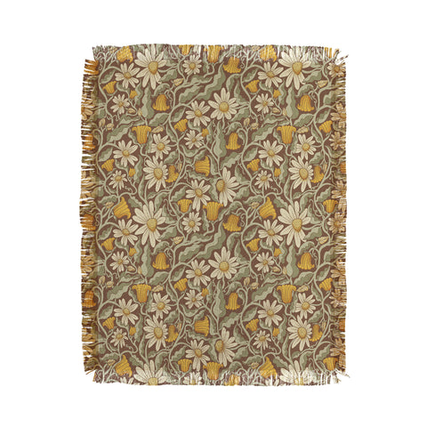 Sewzinski Retro Flowers on Brown Throw Blanket