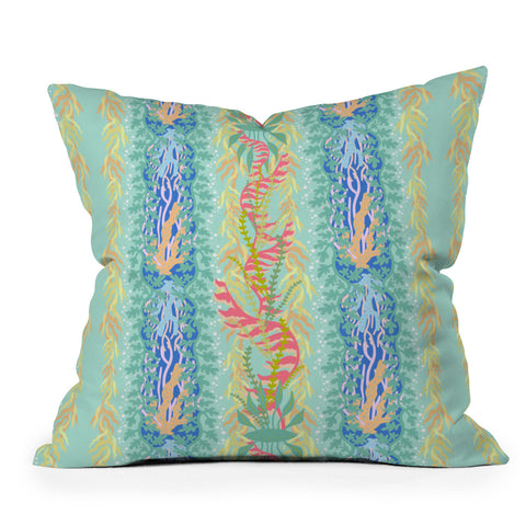 Sewzinski Seaweed and Coral Pattern Outdoor Throw Pillow