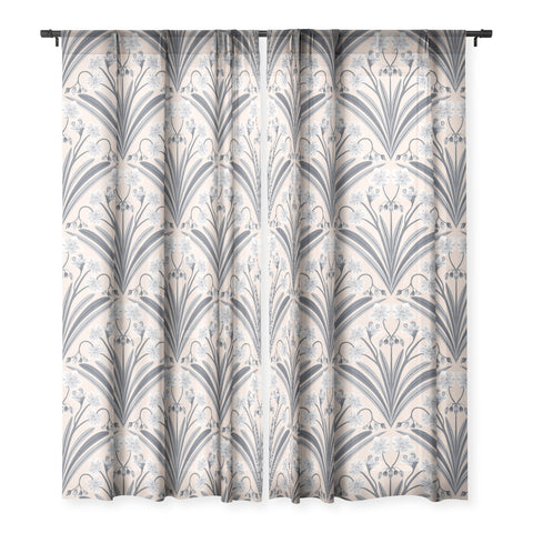 Sewzinski Spring Beauty Flowers in Gray Sheer Window Curtain