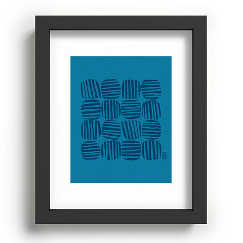 Sewzinski Striped Circle Squares Blue Recessed Framing Rectangle