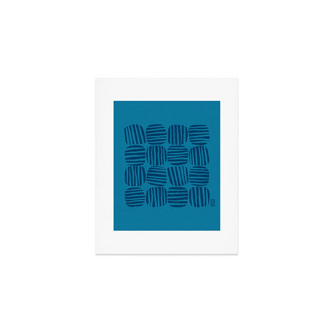 Sewzinski Striped Circle Squares Blue Art Print