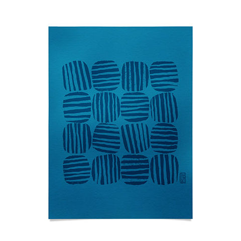 Sewzinski Striped Circle Squares Blue Poster