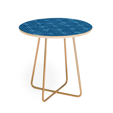 Sewzinski Striped Circle Squares Blue Round Side Table